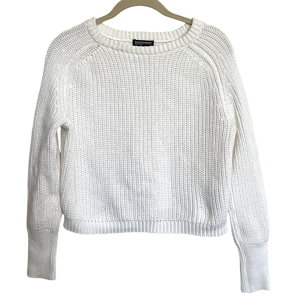 american apparel cropped sweater white M Knit Casual Pullover